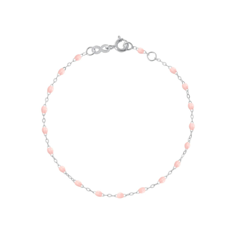 Bracelet Gigi Clozeau Classique en or blanc et résine rose bébé, 19cm