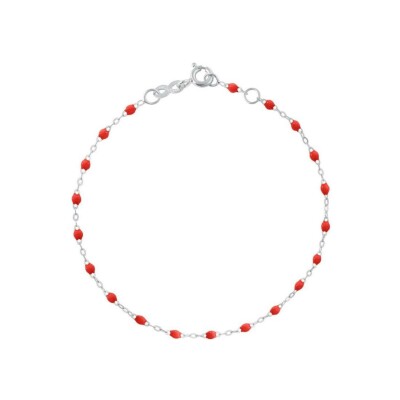 Bracelet Gigi Clozeau Classique en or blanc et résine coquelicot, 17cm