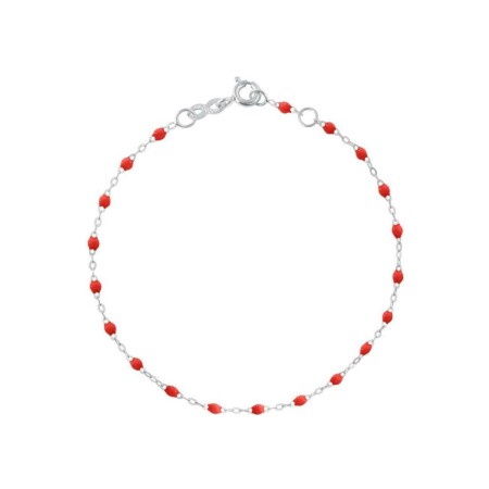 Bracelet Gigi Clozeau Classique en or blanc et résine coquelicot, 17cm