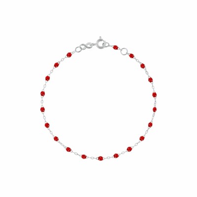 Bracelet Gigi Clozeau Classique en or blanc et résine rouge rubis, 17cm