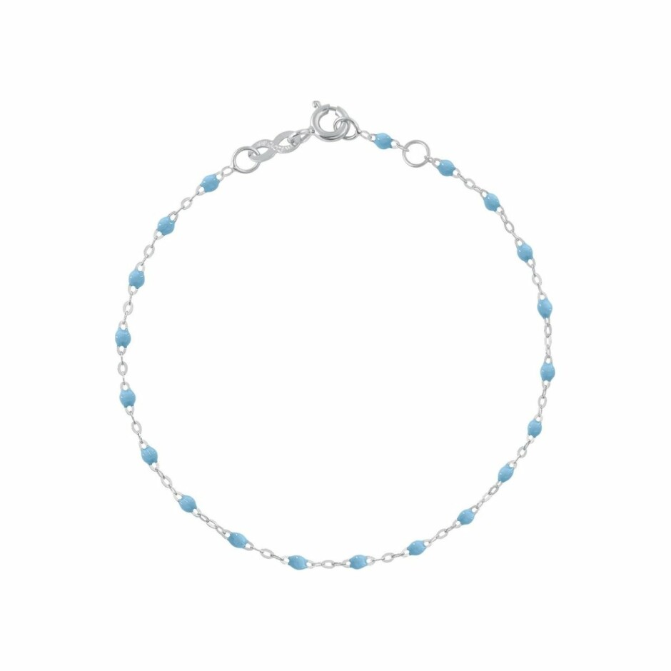 Bracelet Gigi Clozeau Classique en or blanc et résine turquoise vert, 17cm