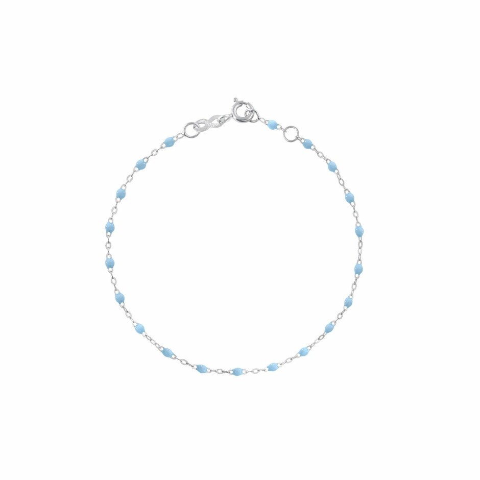 Bracelet Gigi Clozeau Classique en or blanc et résine turquoise bleu, 17cm