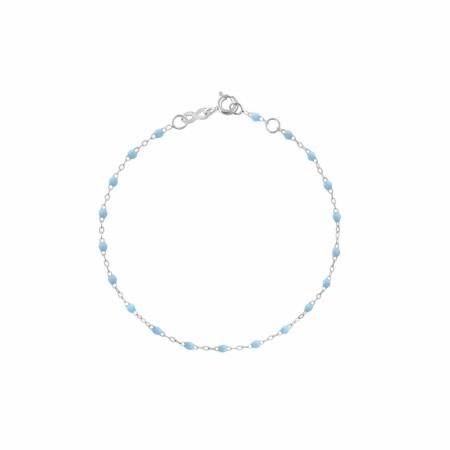 Bracelet Gigi Clozeau Classique en or blanc et résine turquoise bleu, 17cm