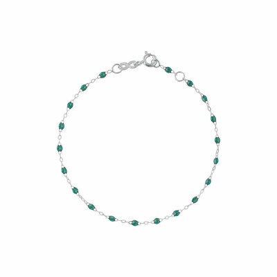 Bracelet Gigi Clozeau Classique en or blanc et résine vert émeraude, 17cm