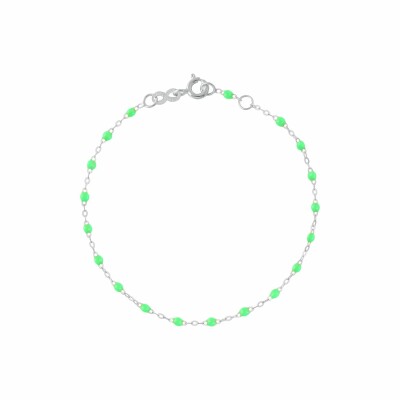 Bracelet Gigi Clozeau Classique en or blanc et résine vert fluo, 17cm