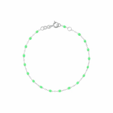 Bracelet Gigi Clozeau Classique en or blanc et résine vert fluo, 17cm