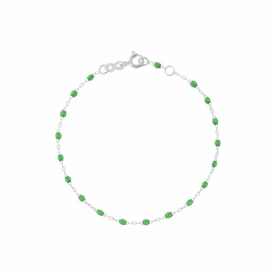 Bracelet Gigi Clozeau Classique en or blanc et résine vert prairie, 17cm