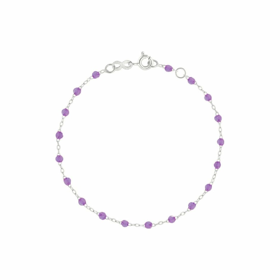 Bracelet Gigi Clozeau Classique en or blanc et résine mauve, 17cm