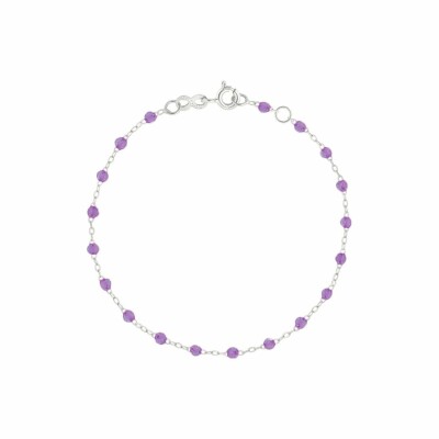 Bracelet Gigi Clozeau Classique en or blanc et résine mauve, 17cm