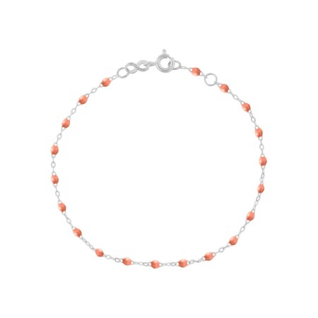 Bracelet Gigi Clozeau Classique en or blanc et résine saumon, 17cm