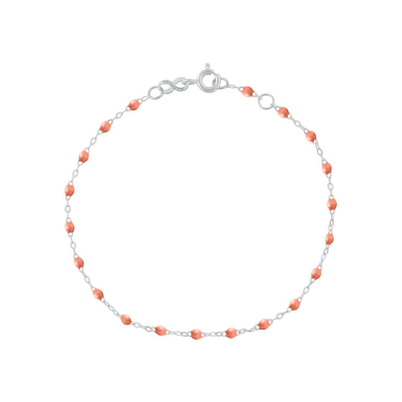 Bracelet Gigi Clozeau Classique en or blanc et résine saumon, 15cm