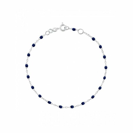 Bracelet Gigi Clozeau Classique en or blanc et résine bleu nuit, 17cm