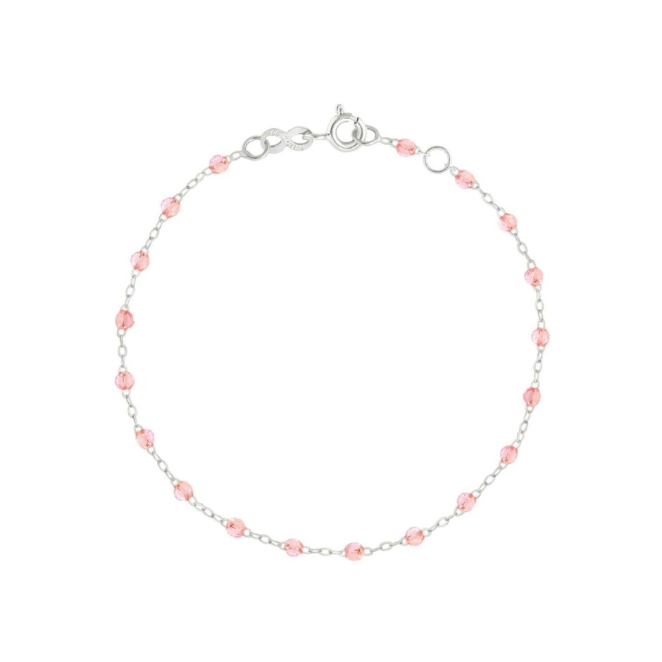 Bracelet Gigi Clozeau Classique en or blanc et résine rosée, 17cm