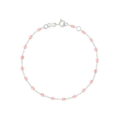 Bracelet Gigi Clozeau Classique en or blanc et résine rosée, 17cm