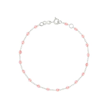 Bracelet Gigi Clozeau Classique en or blanc et résine rosée, 17cm