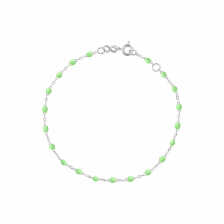 Bracelet Gigi Clozeau Classique en or blanc et résine anis, 17cm