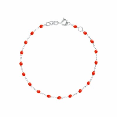 Bracelet Gigi Clozeau Classique en or blanc et résine corail, 17cm