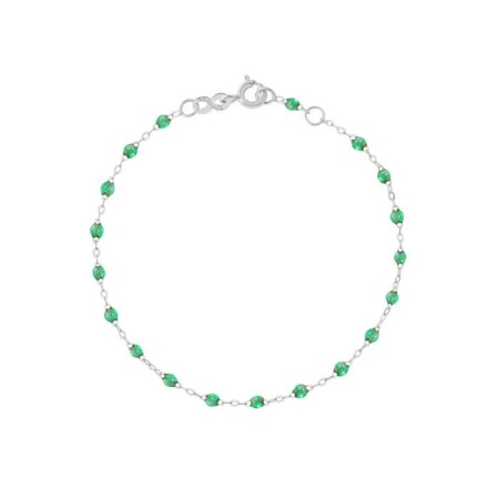 Bracelet Gigi Clozeau Classique en or blanc et résine menthe, 17cm