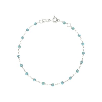 Bracelet Gigi Clozeau Classique en or blanc et résine aqua, 17cm