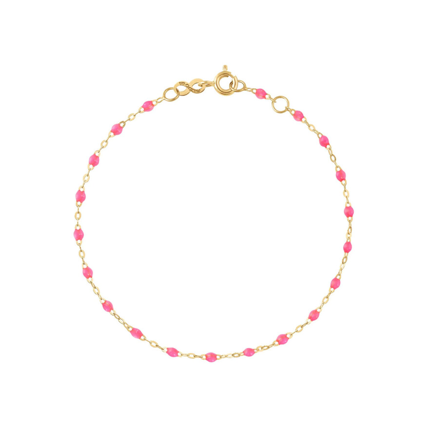 Bracelet Gigi Clozeau Classique en or jaune et résine rose fluo, 17cm