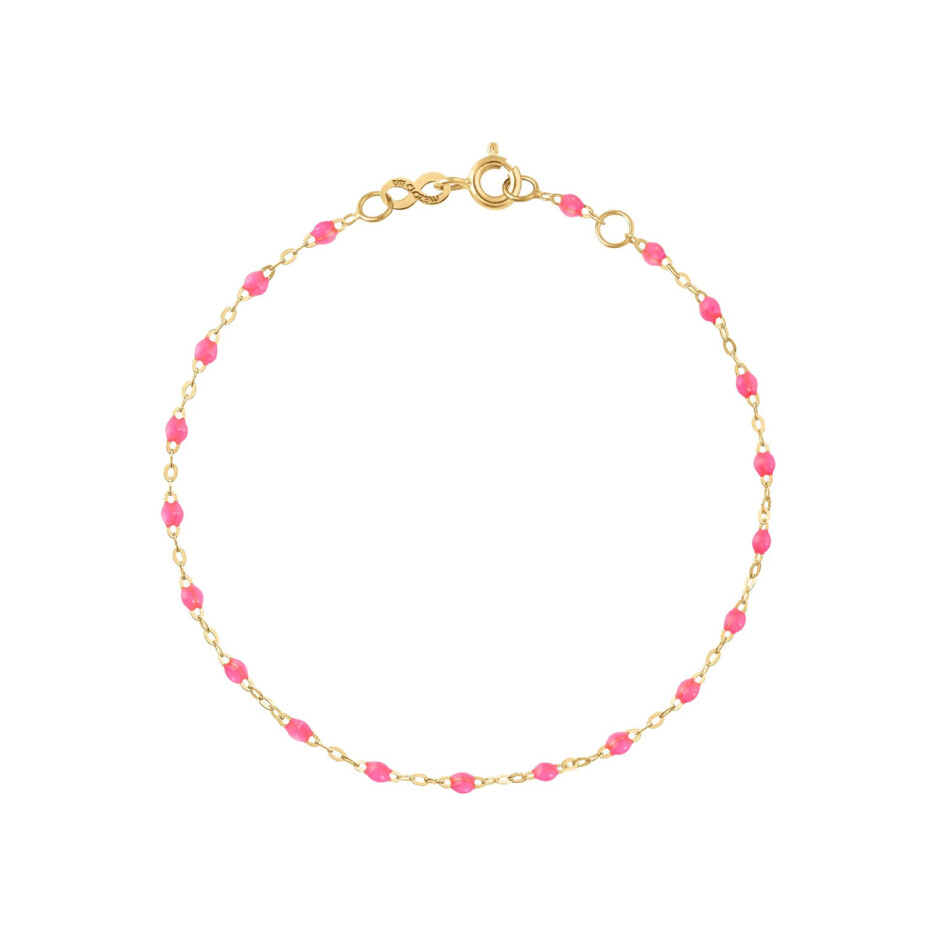 Bracelet Gigi Clozeau Classique en or jaune et résine rose fluo, 17cm