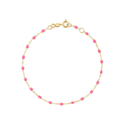 Bracelet Gigi Clozeau Classique en or jaune et résine rose fluo, 17cm