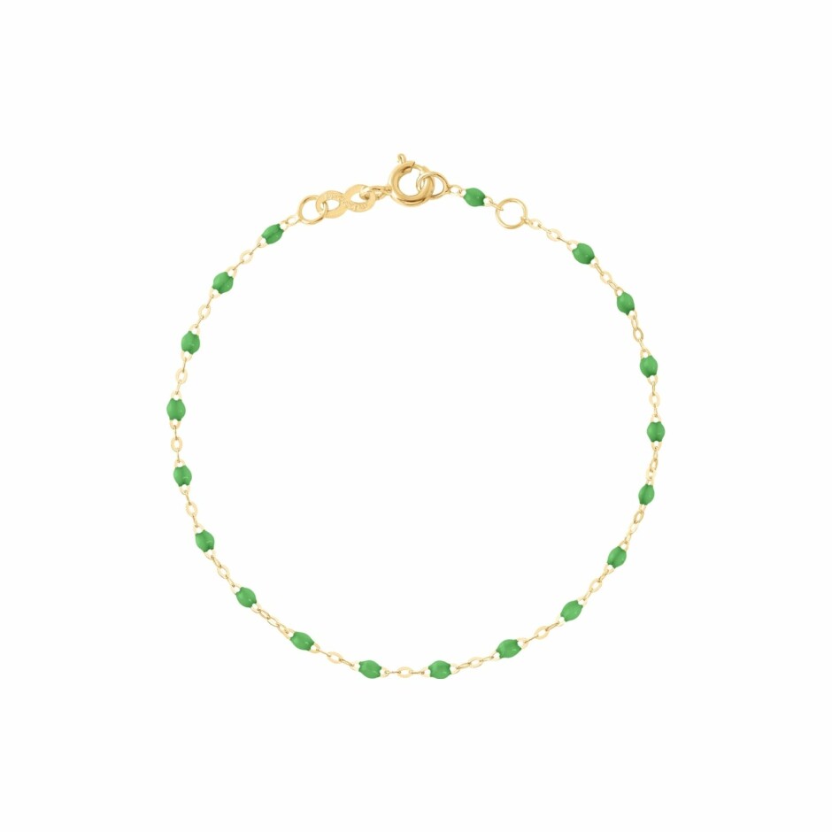 Bracelet Gigi Clozeau Classique en or jaune et résine vert prairie, 17cm