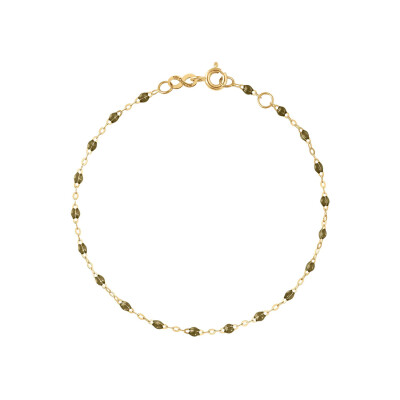 Bracelet Gigi Clozeau Classique en or jaune et résine kaki, 17cm