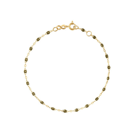 Bracelet Gigi Clozeau Classique en or jaune et résine kaki, 17cm