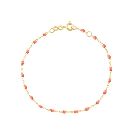 Bracelet Gigi Clozeau Classique en or jaune et résine saumon, 17cm