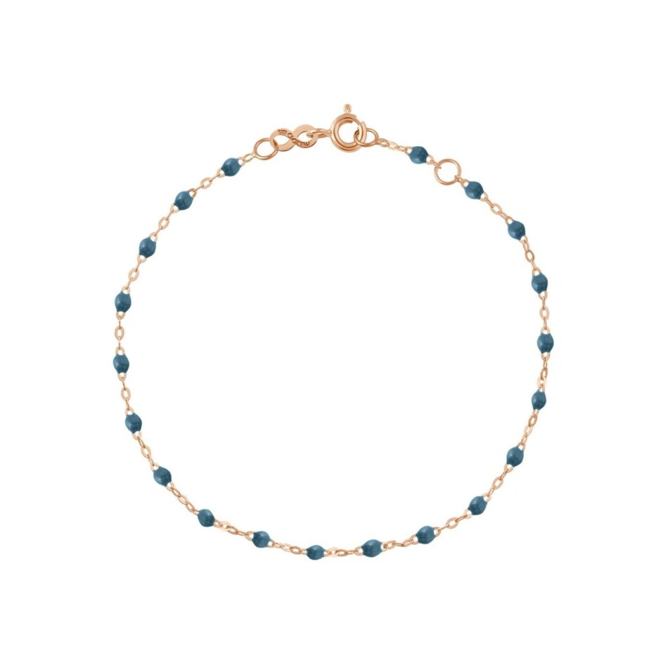 Bracelet Gigi Clozeau Classique en or rose et résine bleu céleste, 17cm