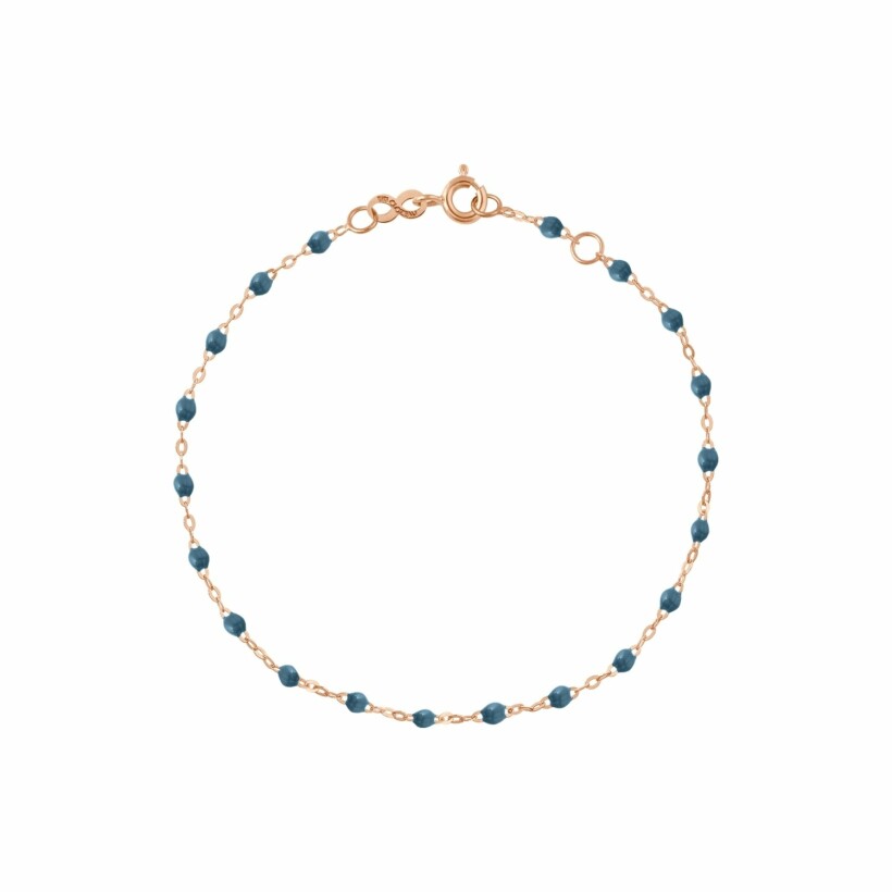 Bracelet Gigi Clozeau Classique en or rose et résine bleu céleste, 19cm