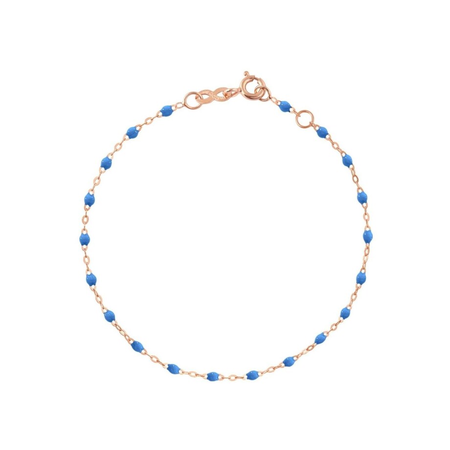 Bracelet Gigi Clozeau Classique en or rose et résine bleu fluo, 17cm