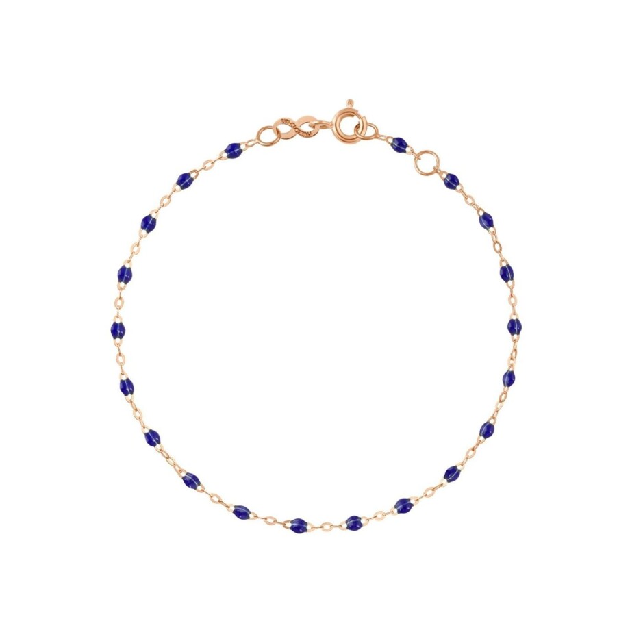 Bracelet Gigi Clozeau Classique en or rose et résine bleu prusse, 17cm