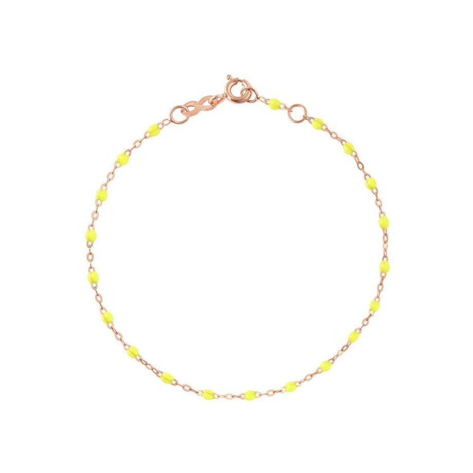 Bracelet Gigi Clozeau Classique en or rose et résine jaune fluo, 17cm