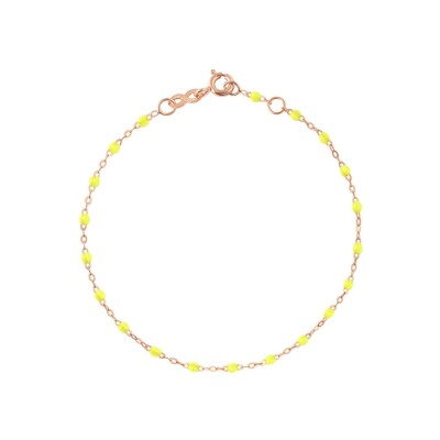 Bracelet Gigi Clozeau Classique en or rose et résine jaune fluo, 17cm