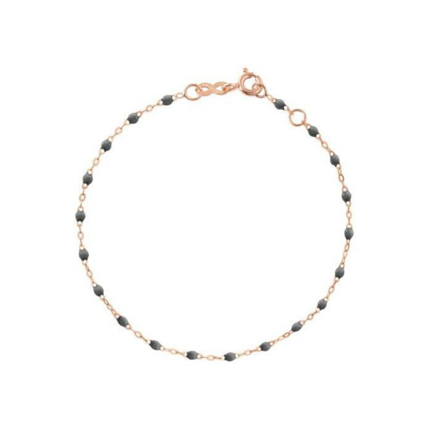 Bracelet Gigi Clozeau Classique en or rose et résine gris foncé, 17cm