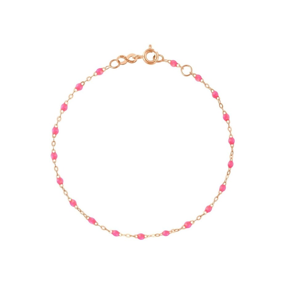 Bracelet Gigi Clozeau Classique en or rose et résine rose fluo, 17cm