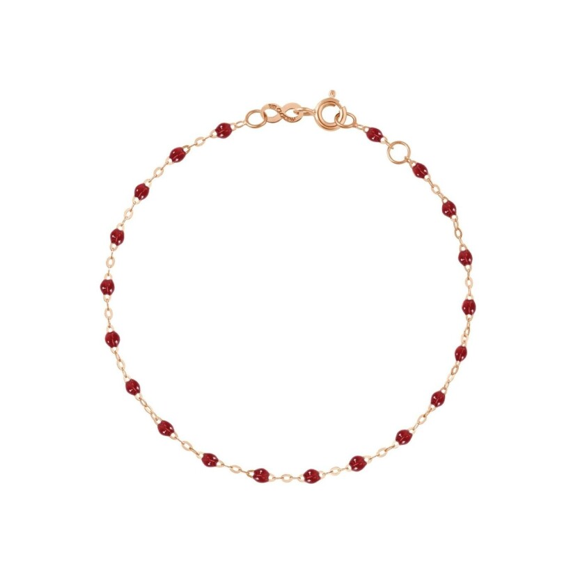 Bracelet Gigi Clozeau Classique en or rose et résine rouge, 17cm