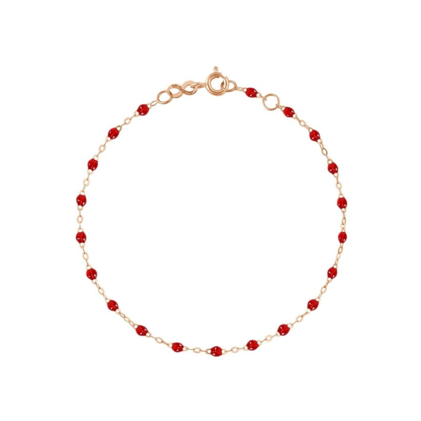 Bracelet Gigi Clozeau Classique en or rose et résine rouge rubis, 18cm