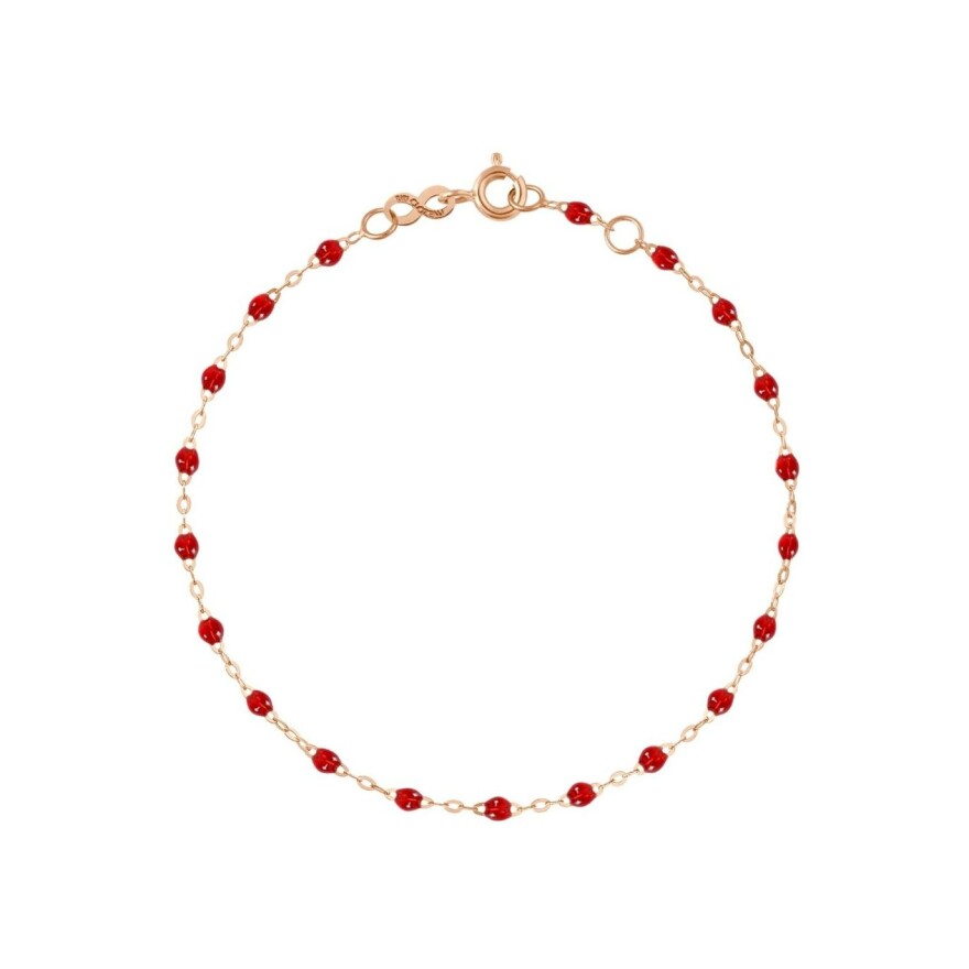 Bracelet Gigi Clozeau Classique en or rose et résine rouge rubis, 17cm