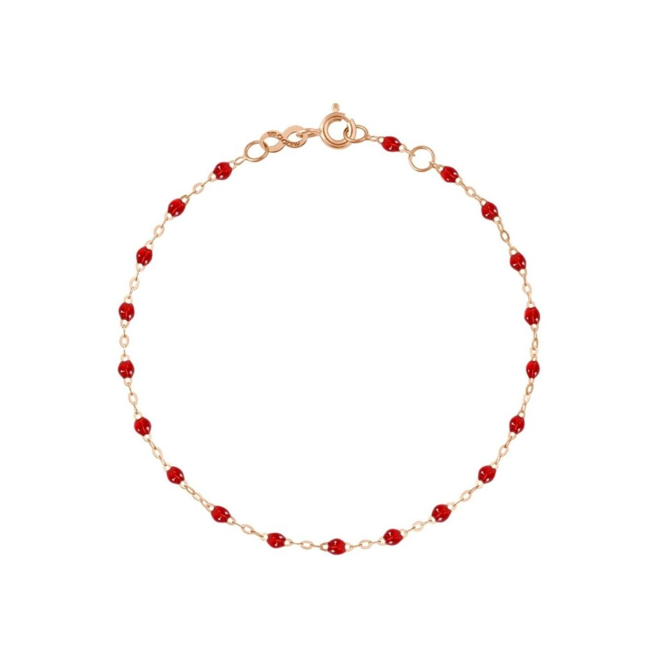 Bracelet Gigi Clozeau Classique en or rose et résine rouge rubis, 17cm