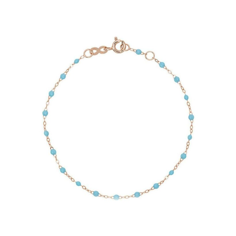 Bracelet Gigi Clozeau Classique en or rose et résine turquoise bleu, 17cm