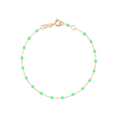 Bracelet Gigi Clozeau Classique en or rose et résine vert fluo, 17cm