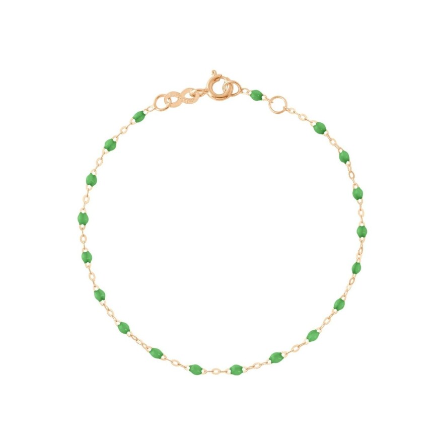 Bracelet Gigi Clozeau Classique en or rose et résine vert prairie, 17cm