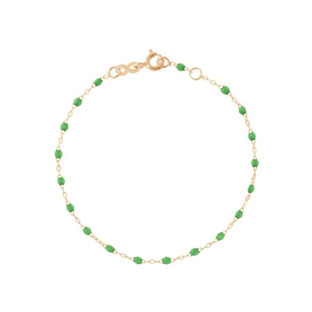 Bracelet Gigi Clozeau Classique en or rose et résine vert prairie, 17cm