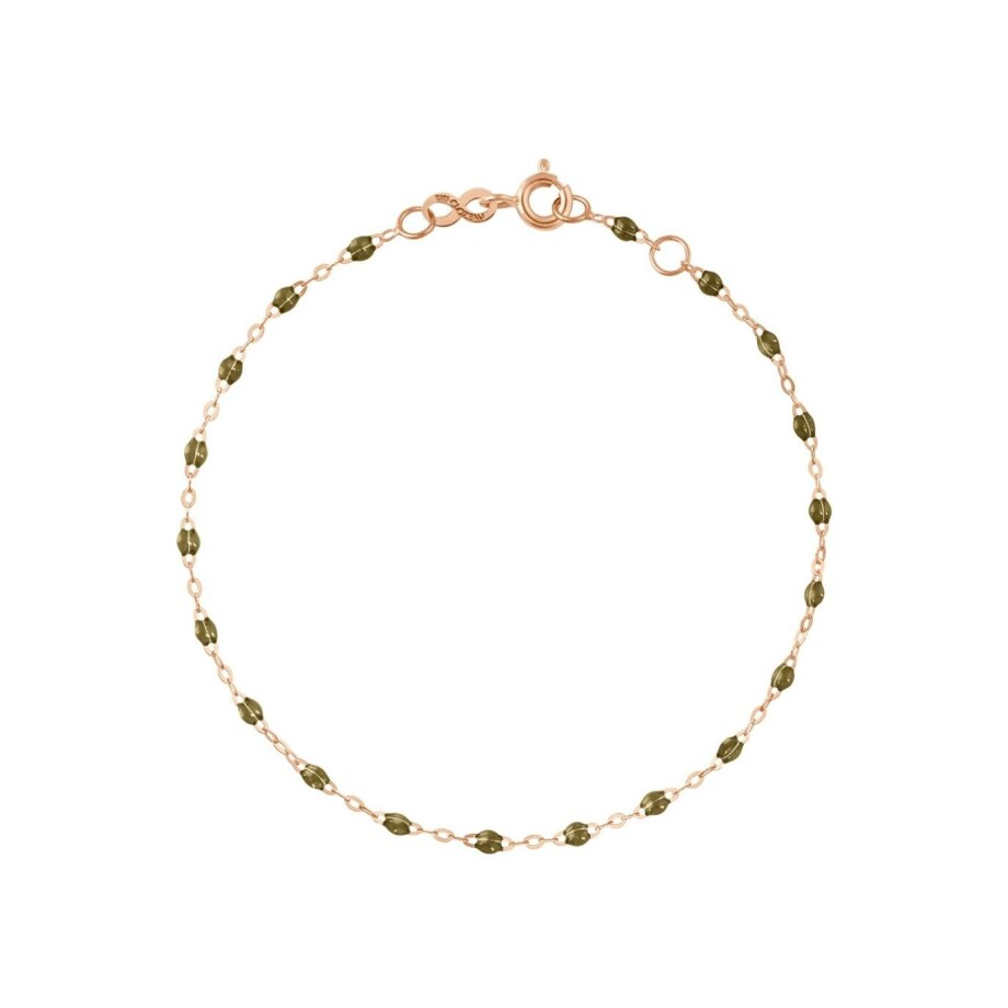 Bracelet Gigi Clozeau Classique en or rose et résine kaki, 17cm