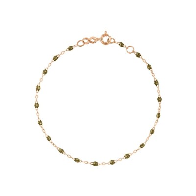 Bracelet Gigi Clozeau Classique en or rose et résine kaki, 17cm