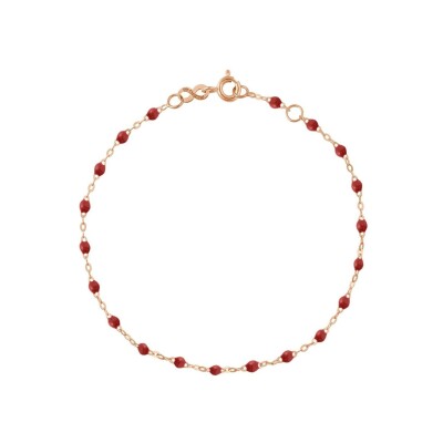 Bracelet Gigi Clozeau Classique en or rose et résine bordeaux, 17cm