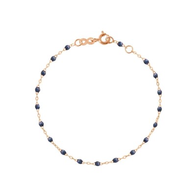 Bracelet Gigi Clozeau Classique en or rose et résine bleu nuit, 17cm